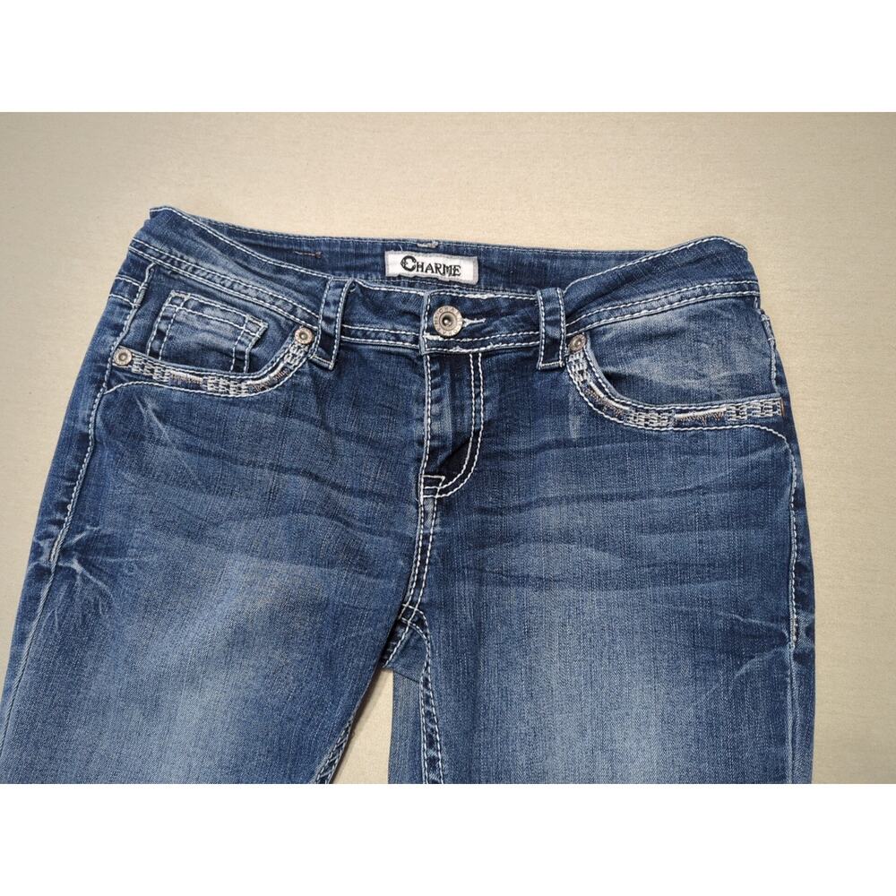 Charme by Grace Aztec Bootcut Jeans Women's 31 Embroidered Low Rise Western Boho - Picture 3 of 8